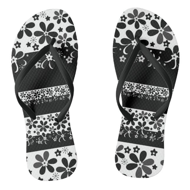 Black and white floral thongs (Footbed)