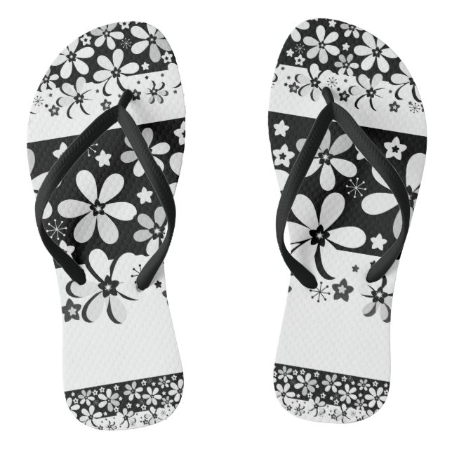 Black and white floral thongs (Footbed)