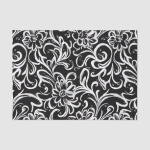 Black and White Floral Tissue Paper