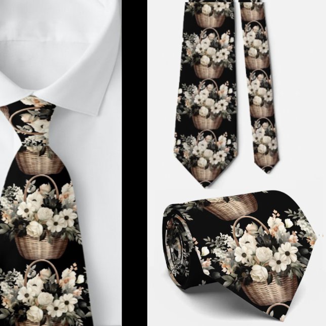 Black and White Floral Watercolor Tie (Creator Uploaded)