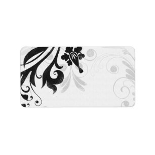 Black and White Floral Wedding Blank Address Label