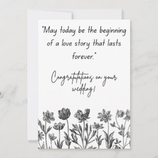 Black and White Floral Wedding celebrating Holiday Card
