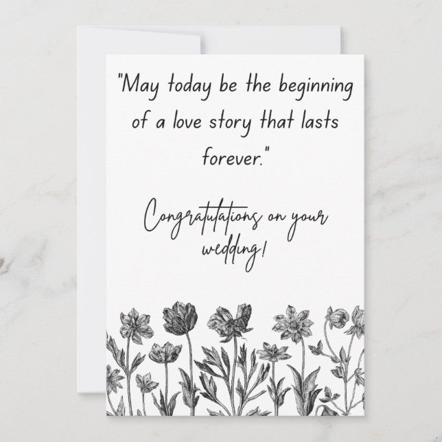  Black and White Floral Wedding celebrating Holiday Card (Front)