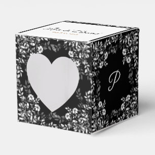 Black and White Floral Wedding Favour Box