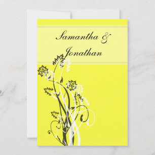 Black and White Floral Wedding Invitation