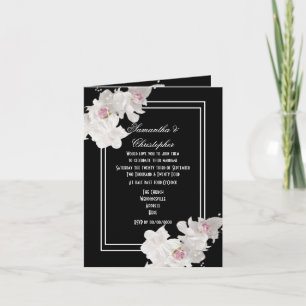 Black and white floral wedding invitation