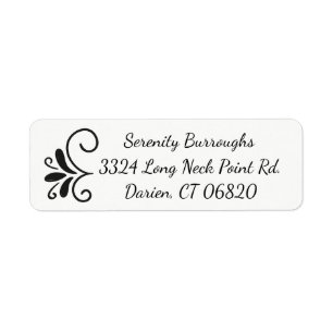Black And White Floral - Wedding Party Return Address Label