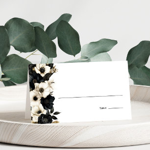 Black and White Floral Wedding Place Card