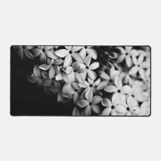 black and white florals desk mat (Front)