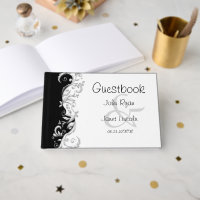 Black and White Florid Ornate Guestbook