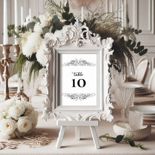 Black and White Flourish Elegance Table Number