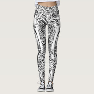 Black and White Flourish Leggings