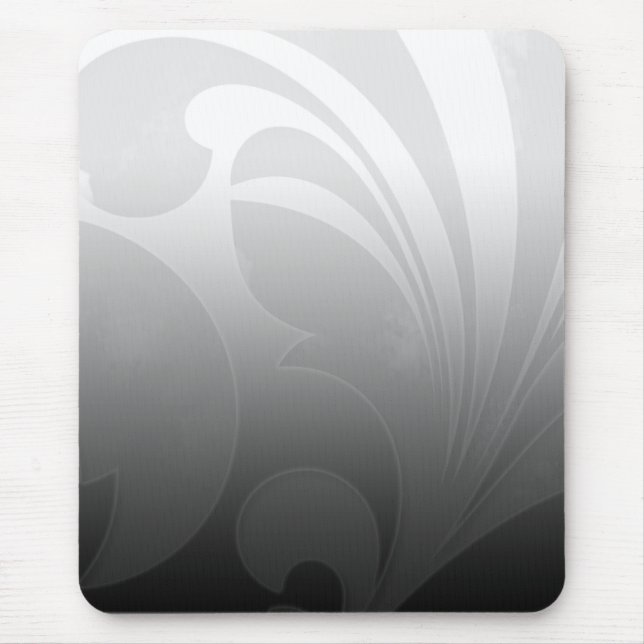 Black and White Flourish Mouse Pad (Front)