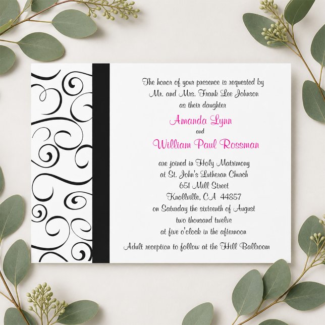 Black and White Flourish Wedding Invitation (Black and White Flourish Wedding Invitation)