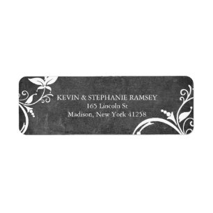 Black and White Flower Chalkboard Return Address Label