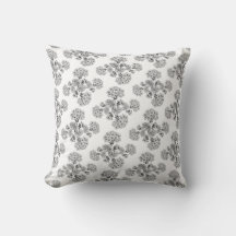 Black and white flower Damask pillow
