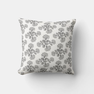 Black and white flower Damask pillow