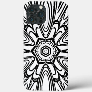 black and white flower design iPhone 13 pro max case
