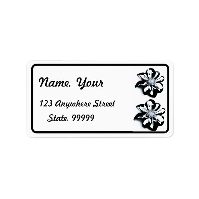 Black and White Flower Label (Front)