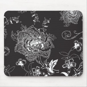 Black and White Flower Mousepad