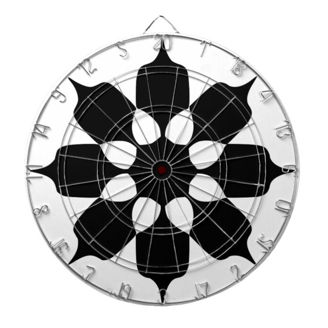 BLACK AND WHITE FLOWER PATTERN DARTBOARD (Front)