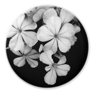 Black and White Flower Photography Ceramic Knob