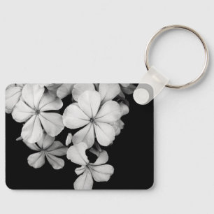 Black and White Flower Photography Key Ring