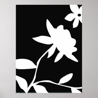 black and white flower poster