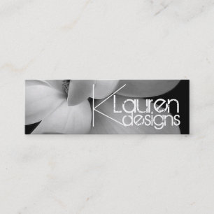 black and white flower skinny business card