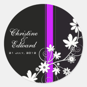 Black and White Flower Wedding Sticker
