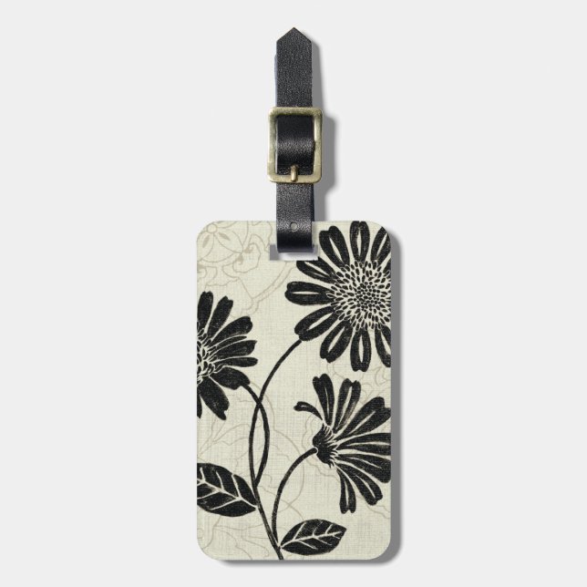 Black and White Flowers 2 Luggage Tag (Front Vertical)
