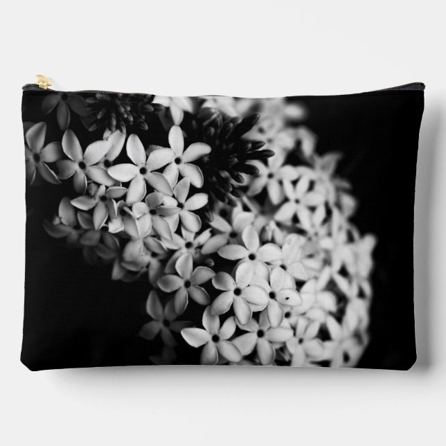 black and white flowers accessory pouch (Front)