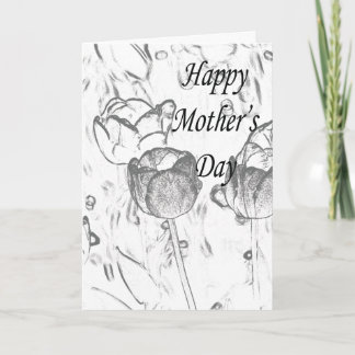 Black and white flowers card