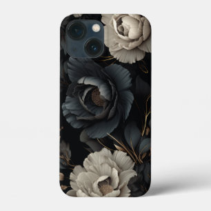 Black and White Flowers iPhone 13 Mini Case