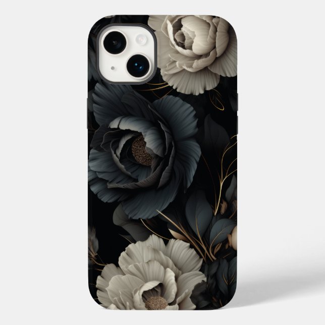 Black and White Flowers Case-Mate iPhone Case (Back)