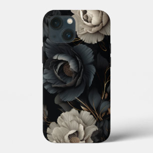 Black and White Flowers iPhone 13 Mini Case