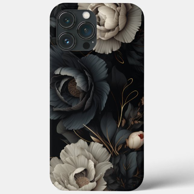 Black and White Flowers Case-Mate iPhone Case (Back)