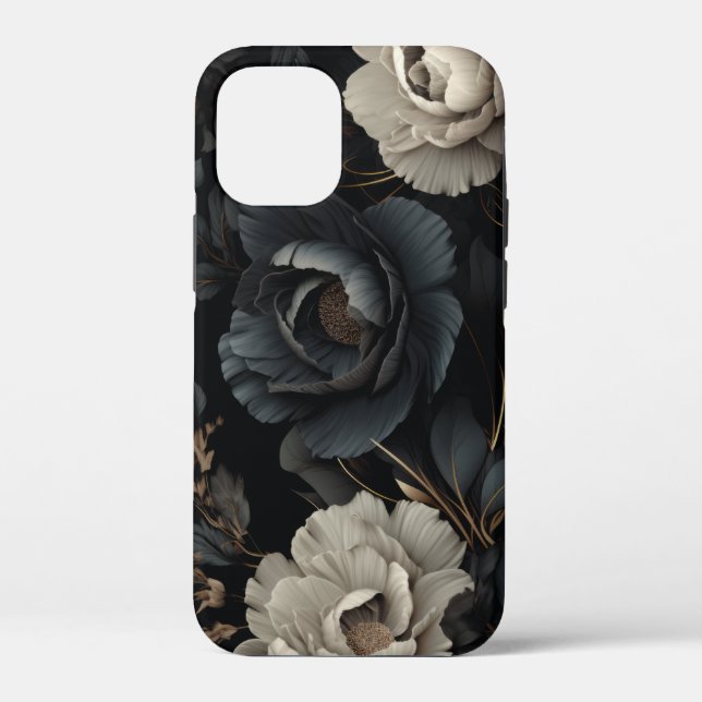 Black and White Flowers Case-Mate iPhone Case (Back)