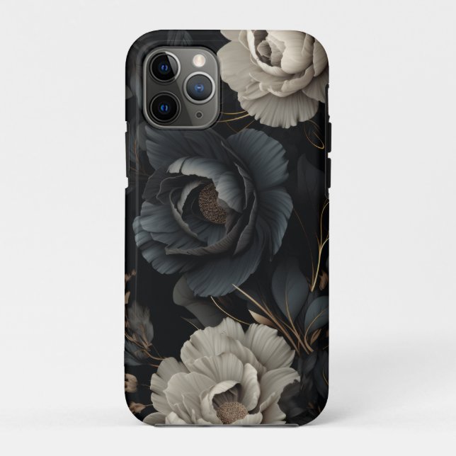 Black and White Flowers Case-Mate iPhone Case (Back)