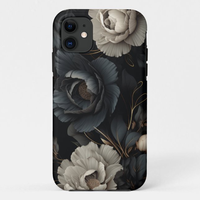 Black and White Flowers Case-Mate iPhone Case (Back)