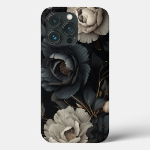 Black and White Flowers iPhone 13 Pro Case