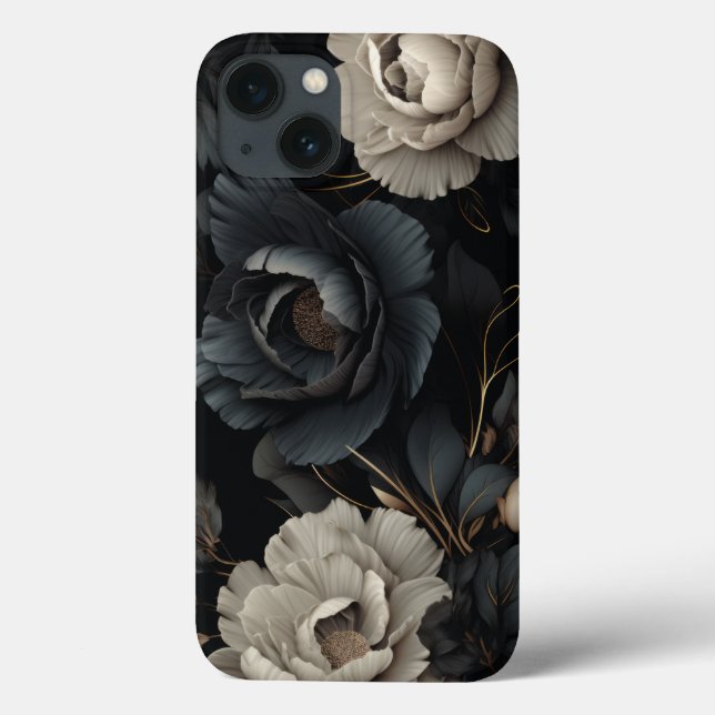 Black and White Flowers Case-Mate iPhone Case (Back)