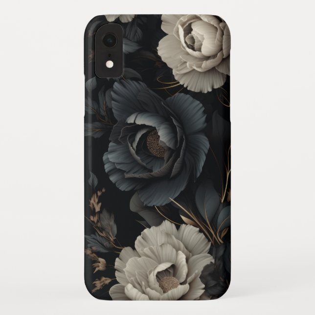Black and White Flowers Case-Mate iPhone Case (Back)