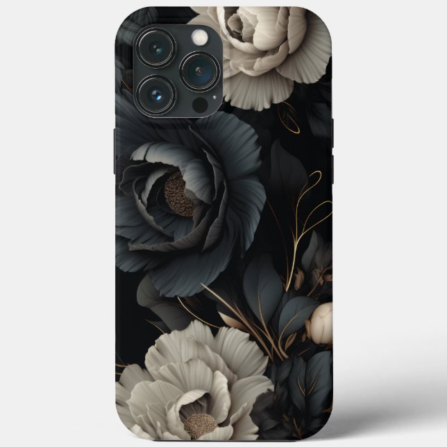 Black and White Flowers Case-Mate iPhone Case (Back)