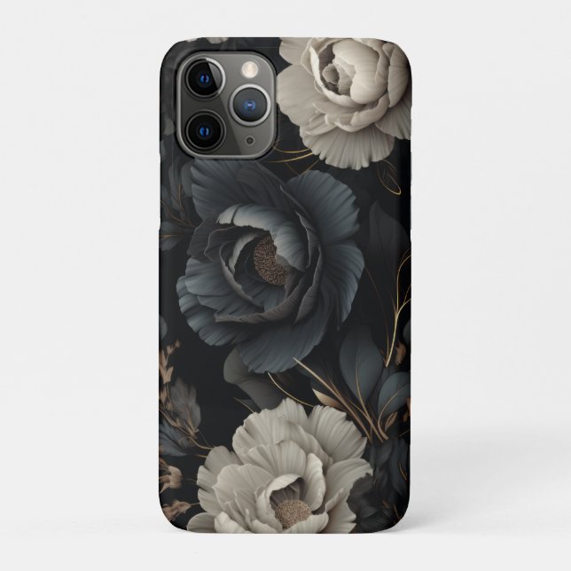 Black and White Flowers Case-Mate iPhone Case (Back)
