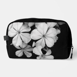 Black and white flowers close-up dopp kit