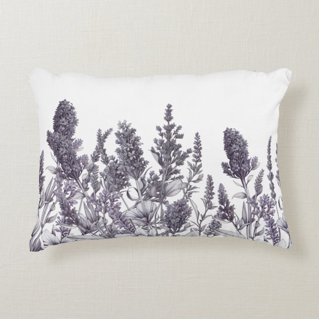 Black and White Flowers Decorative Cushion (Front)