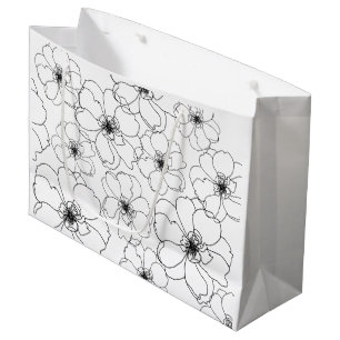 Black and White Flowers Gift Bag