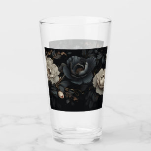Black and White Flowers Glass