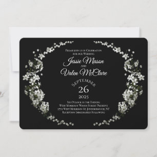 Black and White Flowers Gothic Wedding Invitation